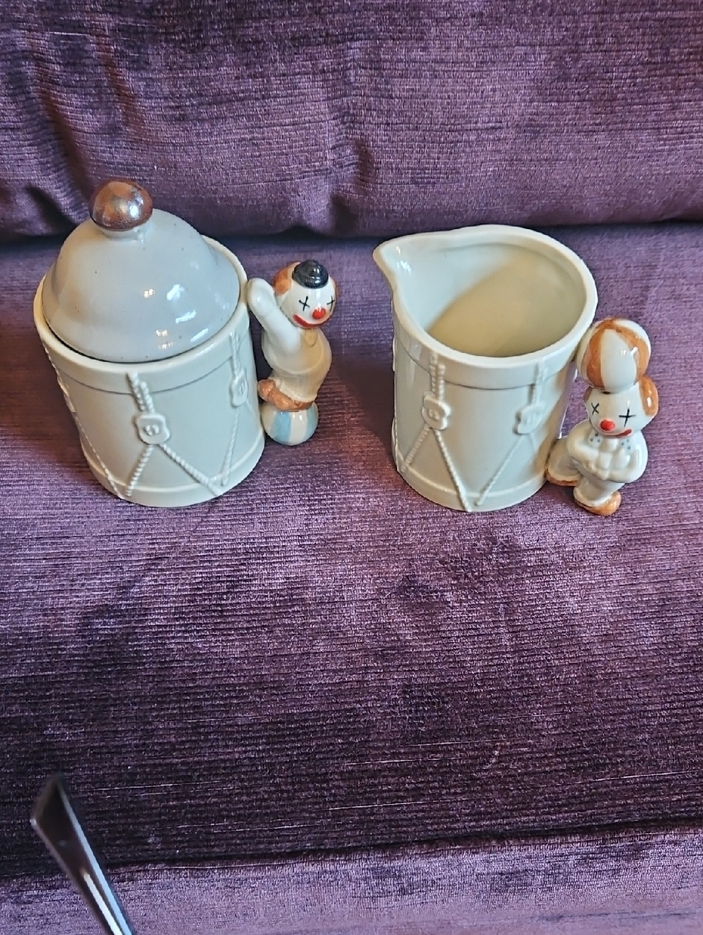 Vintage Circus Clown Cream & Sugar Set